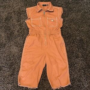 Rare Dickies Cut Off  Rust Orange Coveralls w/Zipper